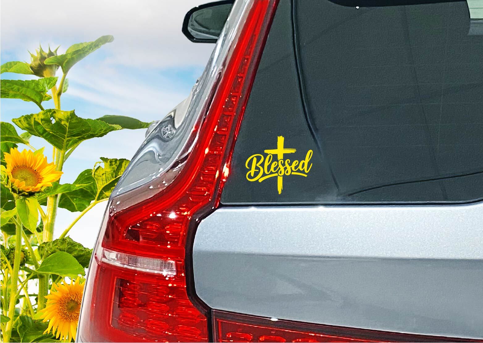 Blessed Cross Decal Sticker Jesus God Religious Gift Christian Pride Love Church gallery