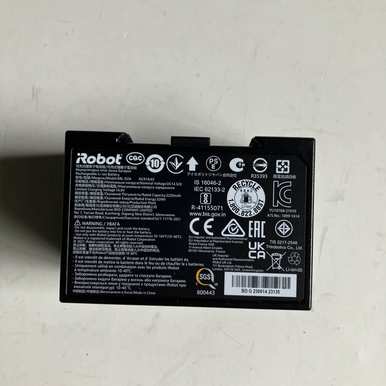 Genuine OEM ABL-D2A Battery iRobot Roomba j5 j6 j7 j8+ i3 i4 i5 i7 i8+ e5 gallery