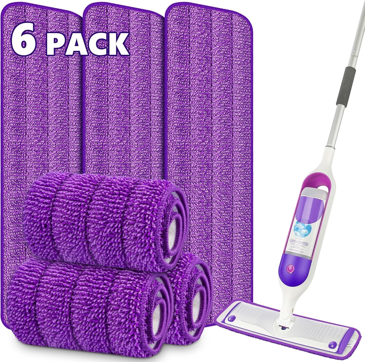 6 Pack Reusable Mop Pads for Swiffer PowerMop, Power Mop Pads 15'' Microfiber Re gallery