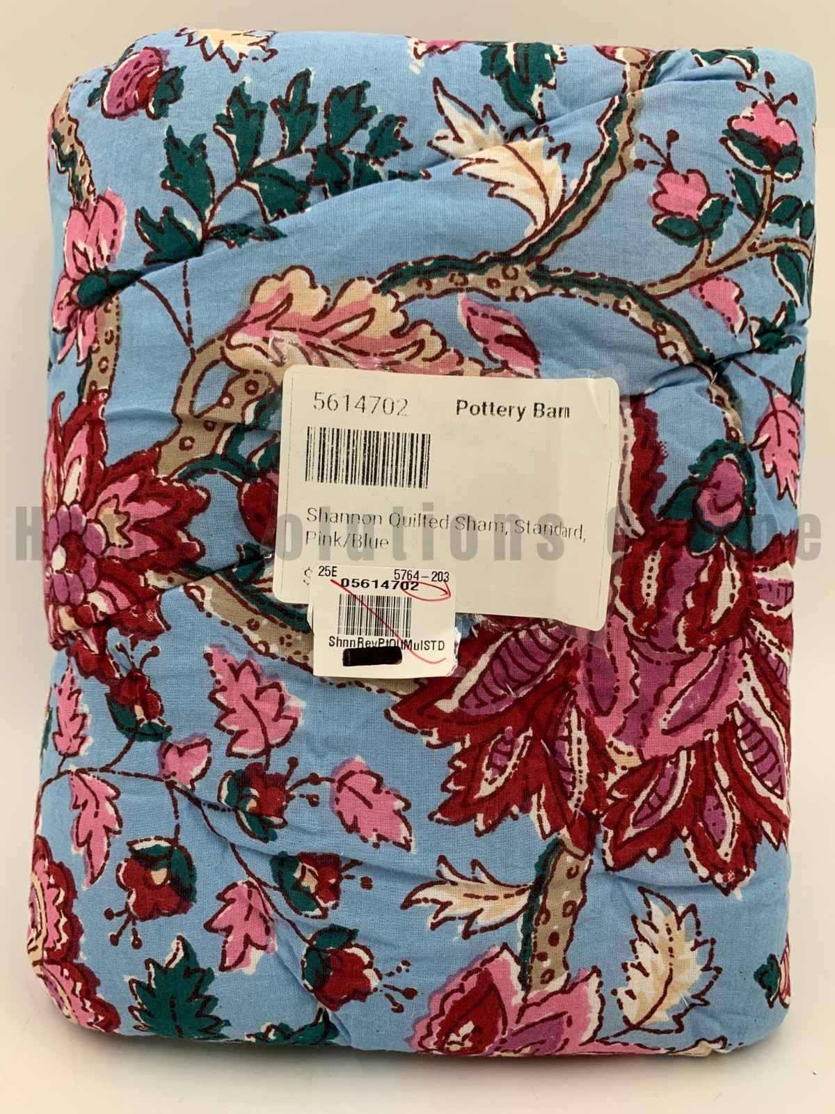 Pottery Barn Shannon Reversible Quilted Floral Sham Pink/Blue Standard #B154 gallery