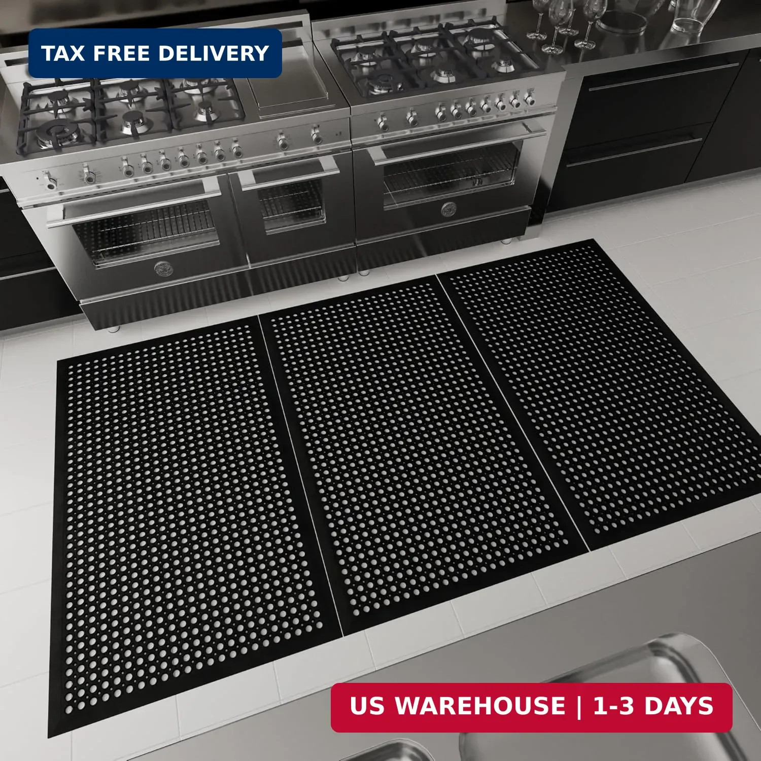 Ottomanson Heavy Duty Rubber Floor Mat - Non-Slip, Waterproof, Easy to Clean - A gallery