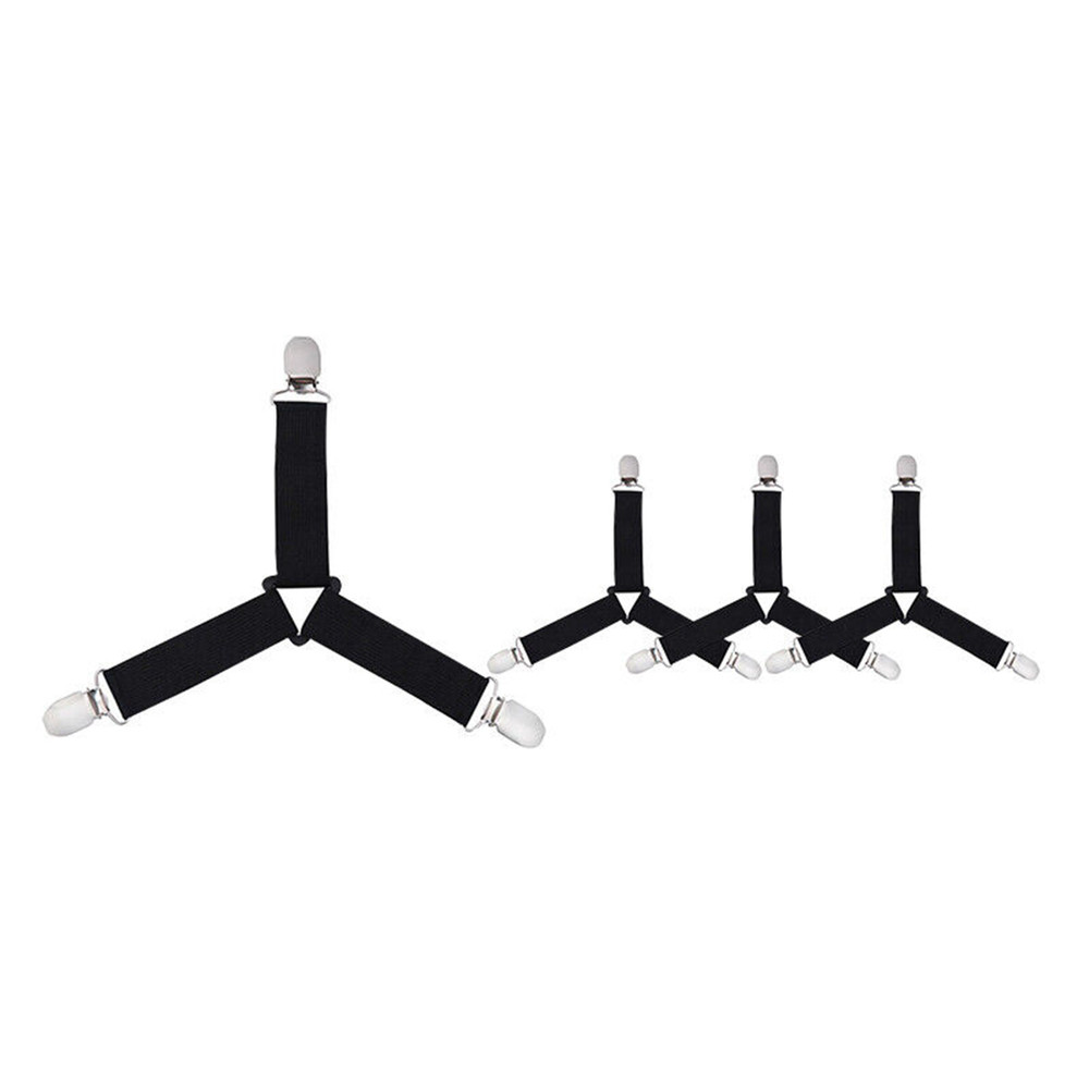 4Bed Sheet Fasteners Adjustable Elastic Suspenders Straps Mattress Covers Clips