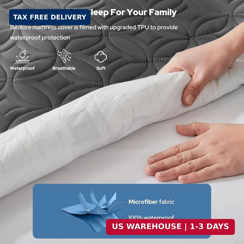 BEDLORE Waterproof Mattress Protector, Queen Size Mattress Pad Noiseless with De gallery