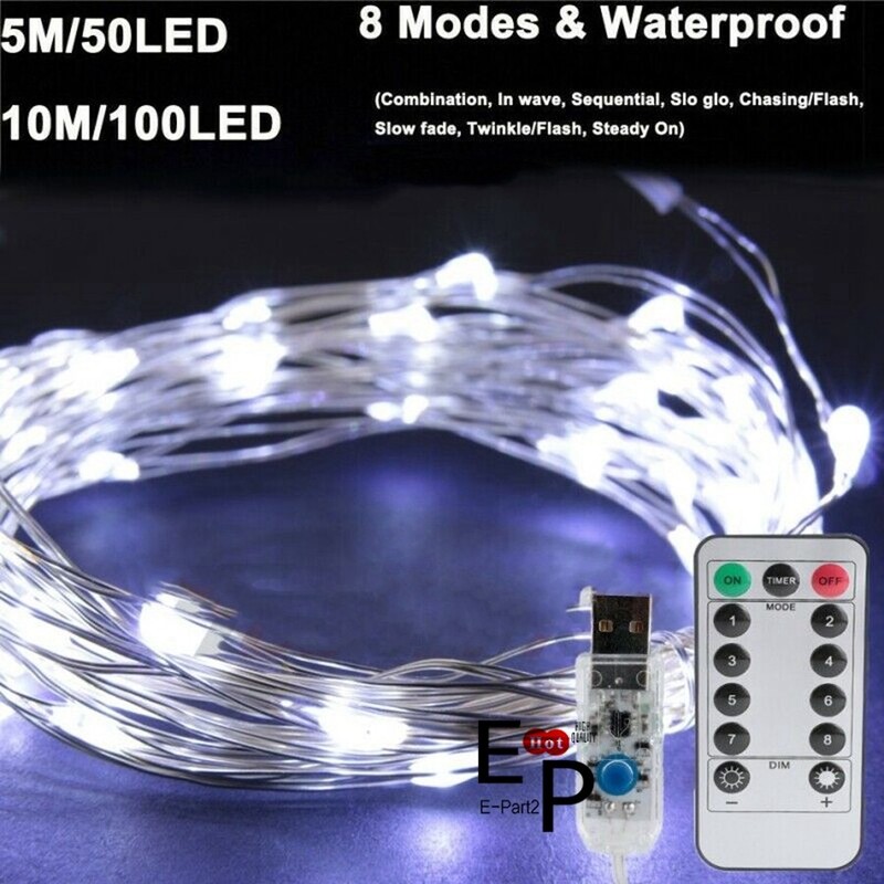 USB Plug Twinkle LED String Fairy Lights Copper Wire With Remote 50 100 200 LED gallery
