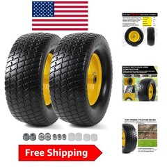 Solid 16×6.50-8 Flat-Free Tire and Wheel Assembly – Perfect for Yard Equipment