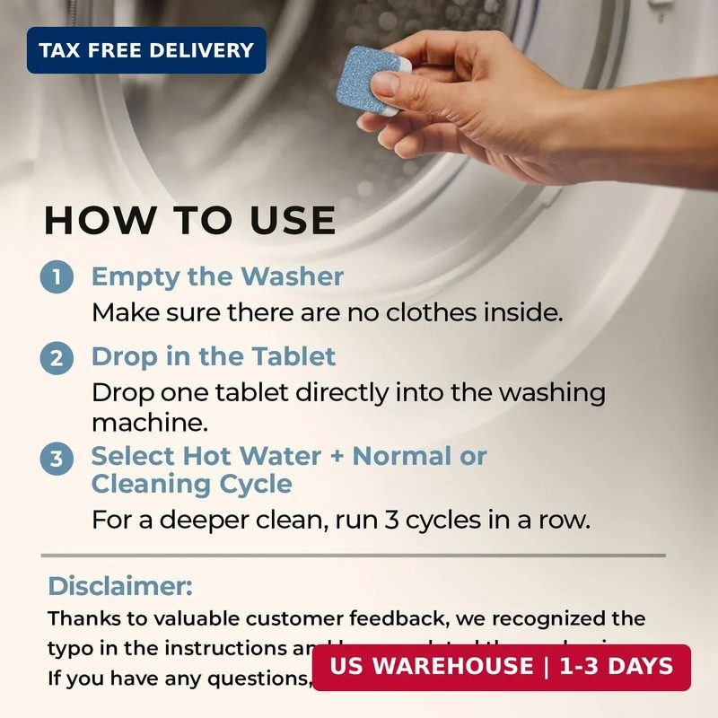 Washing Machine Cleaner Tablets Deep Clean Odor Remover 24 Count gallery