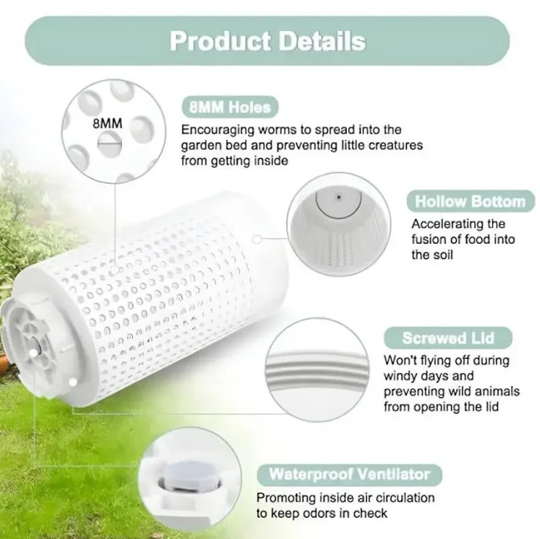 1pc Outdoor Plastic Worm Compost Bin Garden Underground Composting Box - NEW gallery