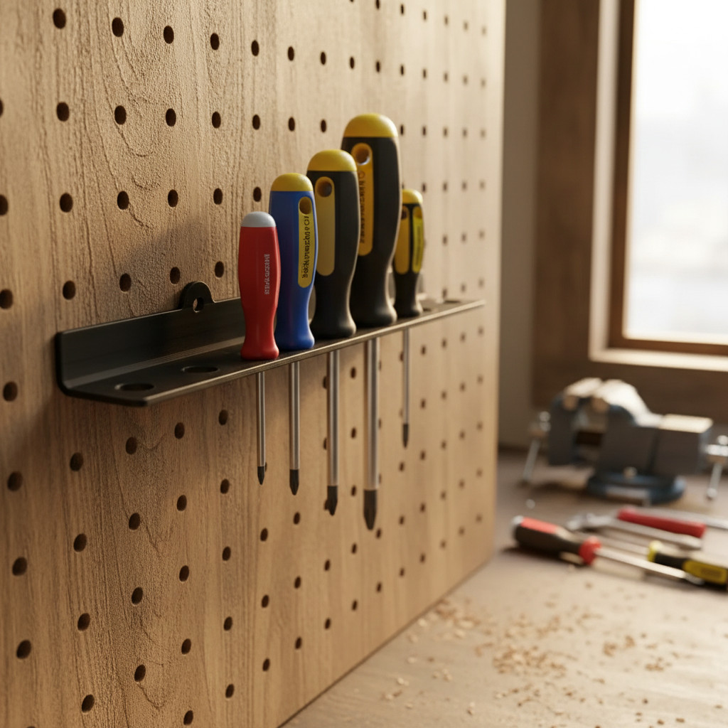 Wall Mount Screwdriver Holder Organizer – Tool Storage Rack for Garage Workshop gallery