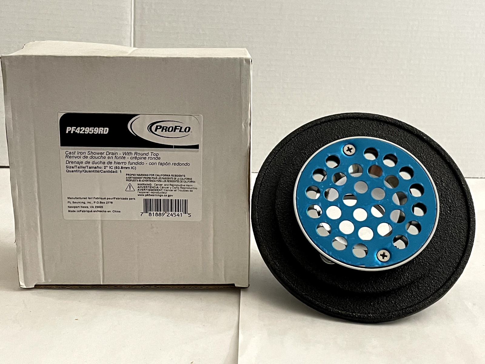 New in Box ProFlo Cast Iron Shower Drain with Round Top 2" IC PF42959RD gallery