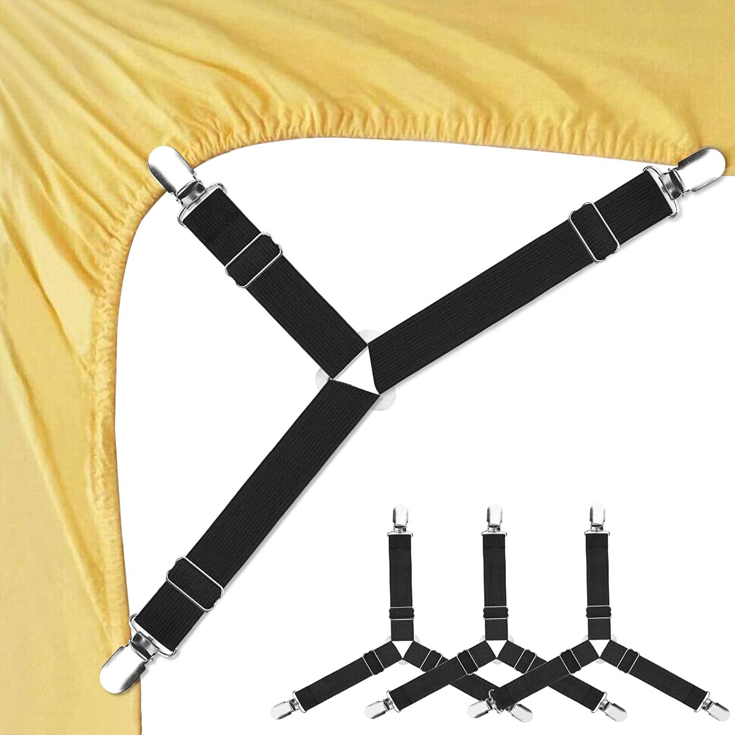 4 Pcs Adjustable Triangle Fitted Straps Fasteners Holders Garters for Bed Sheets gallery
