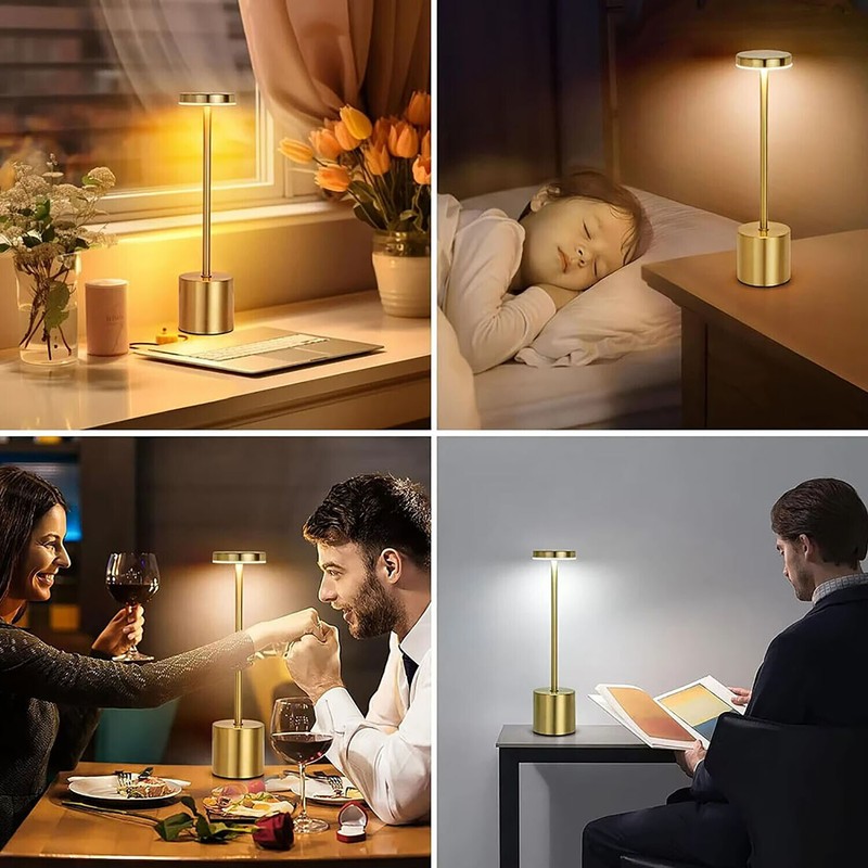 LED Table Lamp Dimmable Cordless Touch Desk Lamp Rechargeable Vintage Light US gallery