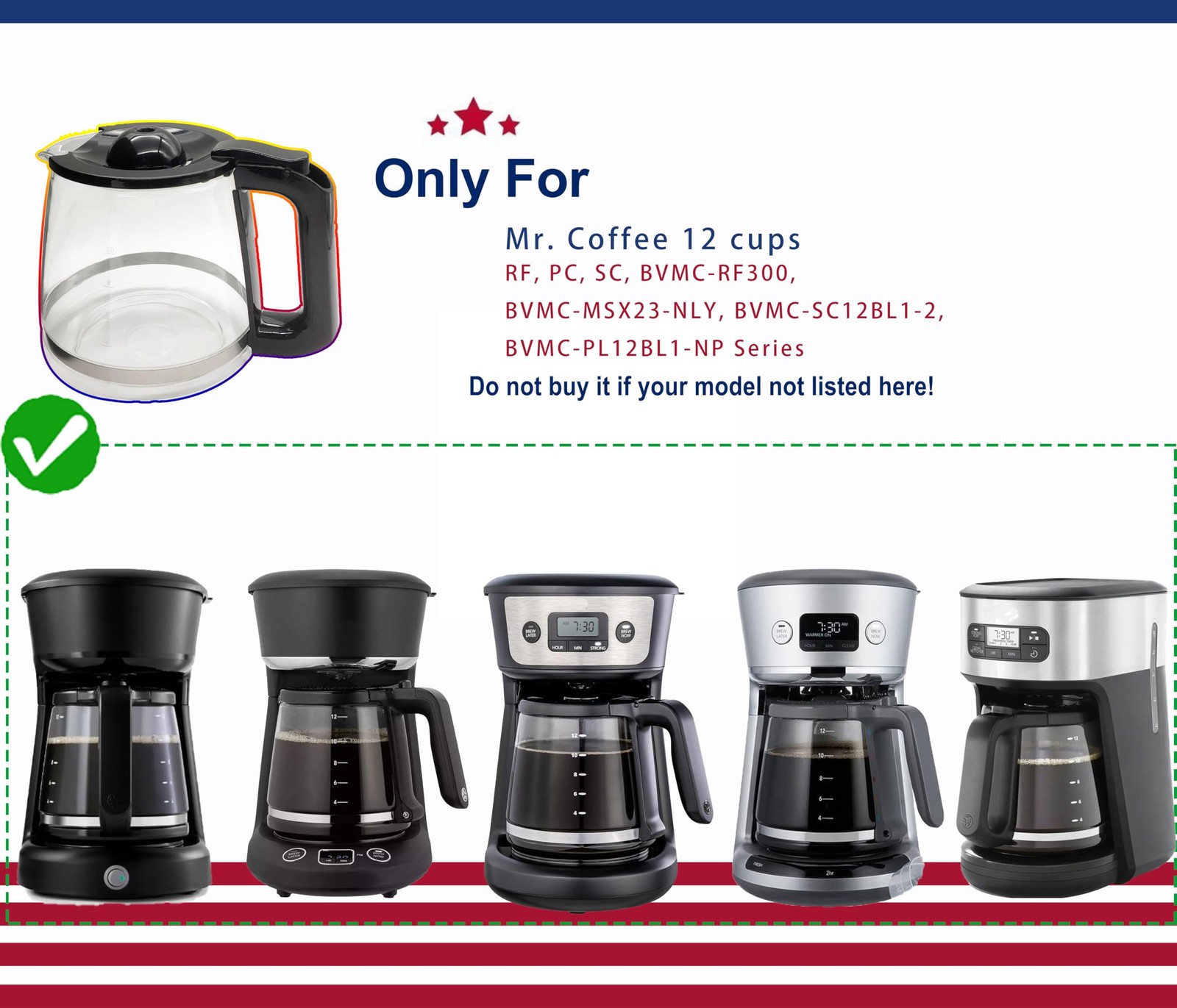 12 Cup Coffee Pot replacement Compatible Mr. pot, Clear gallery