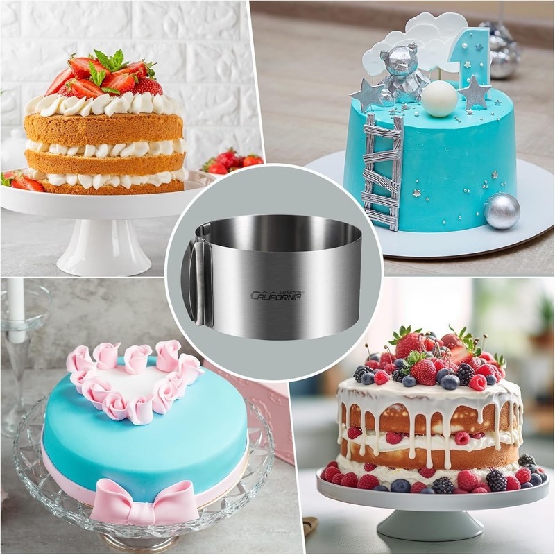 Cake Mold-Cake Ring-Adjustable Round Stainless Steel 6 to 12 Inch, 6 Inch Bak... gallery
