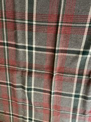 Plaid Wool Or Wool Blend, Sofa Throw, Some Spots n Loss Of Fringe 60 X 56”