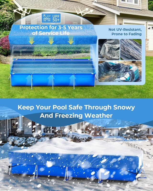 Inflatable Rectangular Pool Cover Fits 145" L x 84" W, Easy 1Person Setup gallery