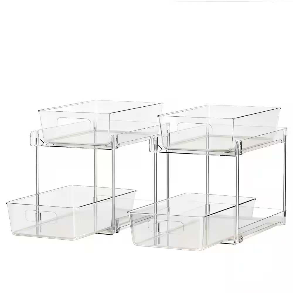 Multi-Purpose Tabletop Mount Slide-Out Drawer Non-Slip Shower Caddy, 4-Pack Bath