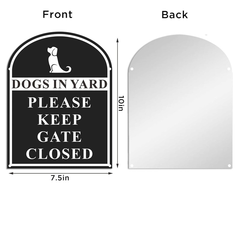 2 Pack Please Close The Gate Metal Sign - Dogs In Yard - Brushed Aluminium Du... gallery