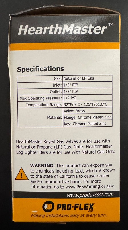 NEW HearthMaster Pro Flex Fireplace Key Operated Gas Valve Kit PF-954-NIC (Z25) gallery