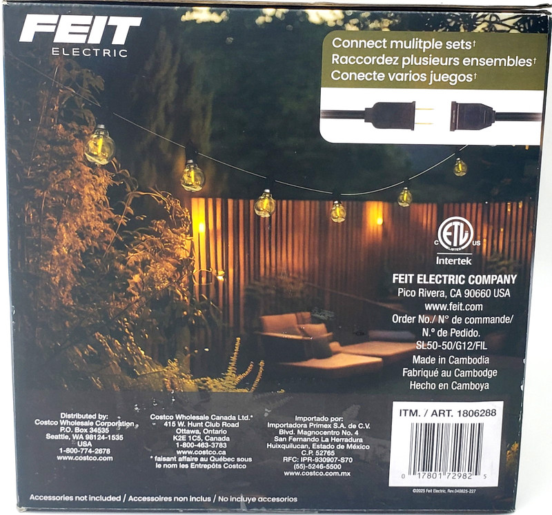 FEIT ELECTRIC CAFE STRING LIGHTS 50' CONNECTABLE INDOOR OUTDOOR PORCH PATIO NEW gallery