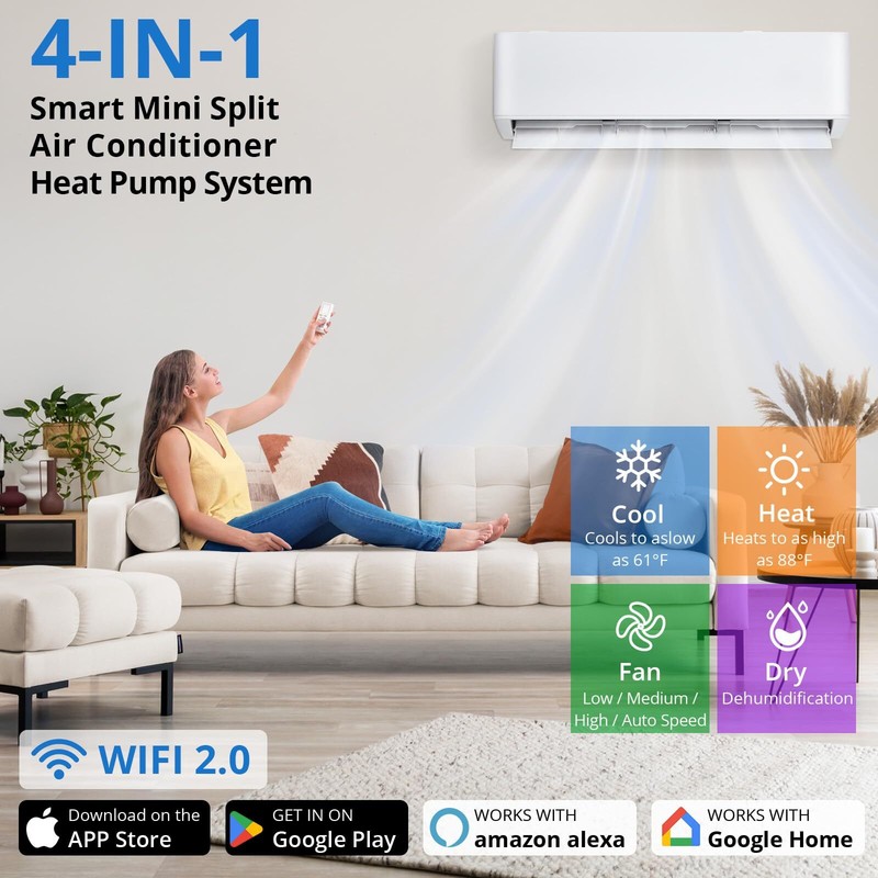 🌞18000BTU Mini Split Air Conditioner AC & Heater Wall-Mounted 23 SEER2 R454B gallery