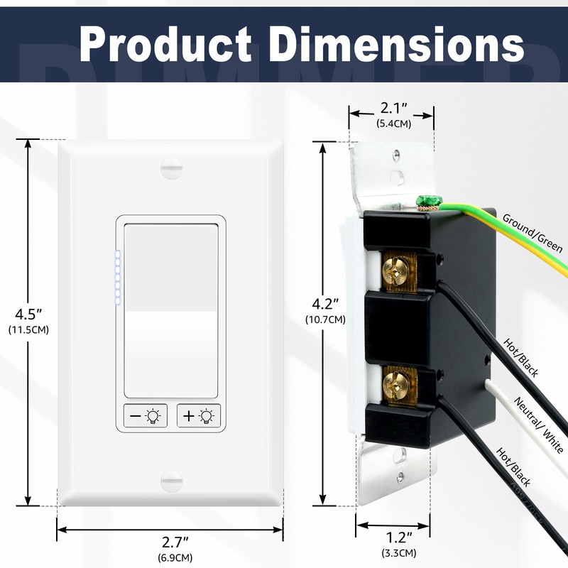 10PK Dimmer Light Switch Single Pole or 3-Way for LED Incandescent CFL 15A 120V gallery
