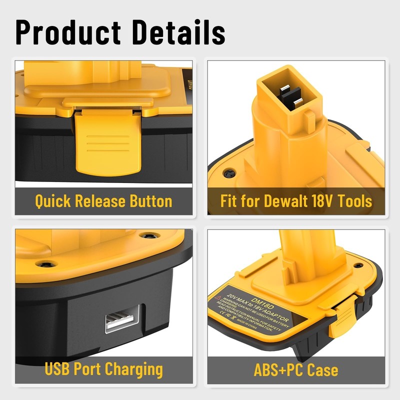 DM18D Adapter Converter compatible with Dewalt 20V or Mil-waukee 18V Battery gallery