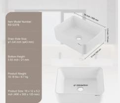 NWT Rectangle Uimoso Ceramic Vessel Sink 16 x12" Bathroom Vanity Bowl Countertop gallery