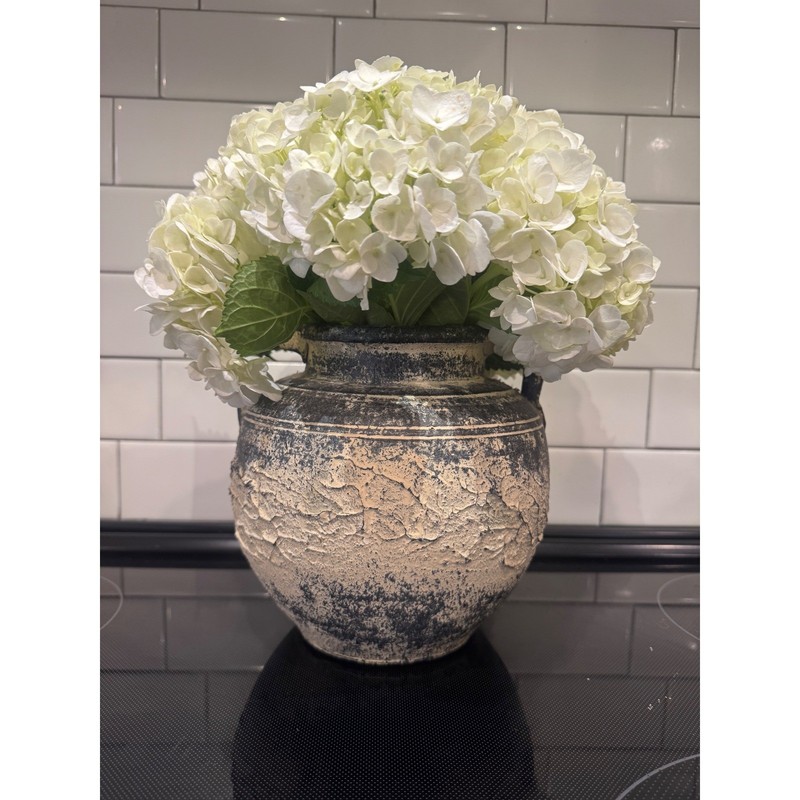 Rustic Distressed Terracotta Amphora Vase Double Handle Textured Aged Pottery gallery