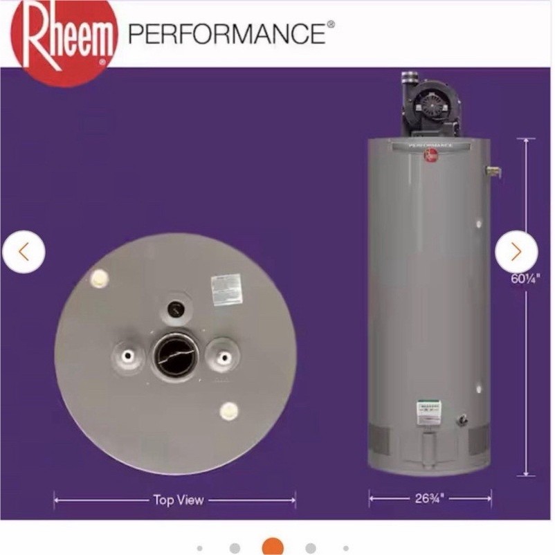 Rheem Performance 75 Gal Tall Storage Tank Water Heater 75,100 BTU LP Power Vent gallery
