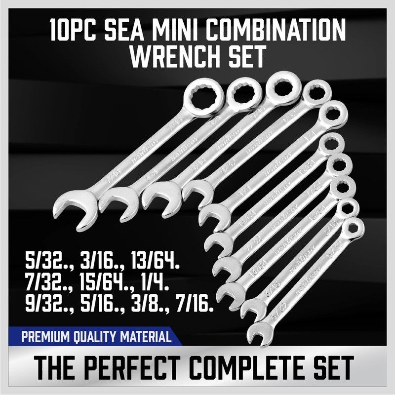 22 pc Mini Wrench Set Metric SAE Ignition Spanner Open End and Box End Standard gallery