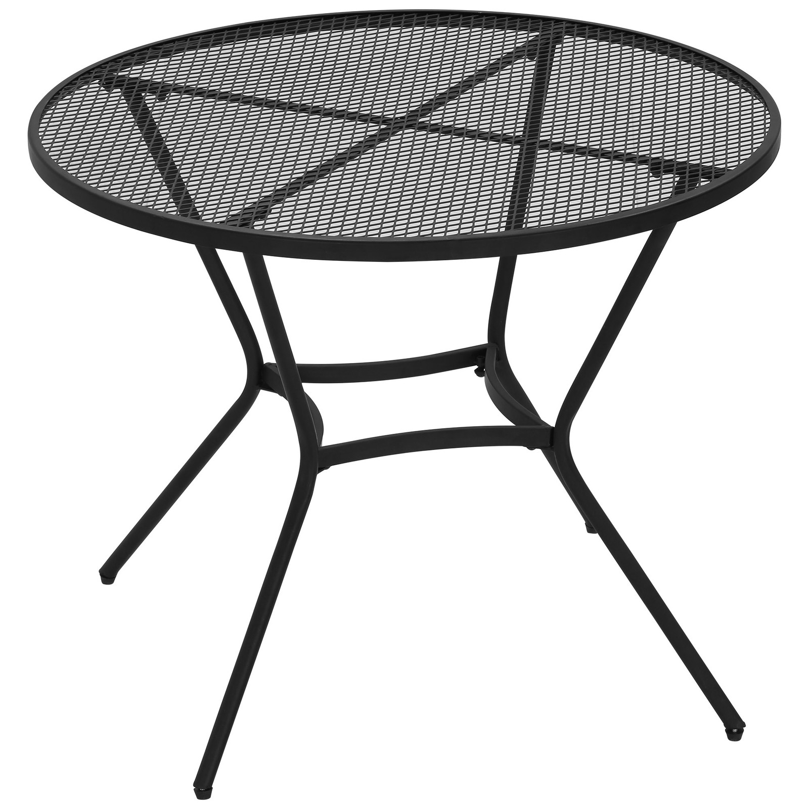 35in Round Patio Bistro Table Metal Mesh Top French Cafe Style Black gallery