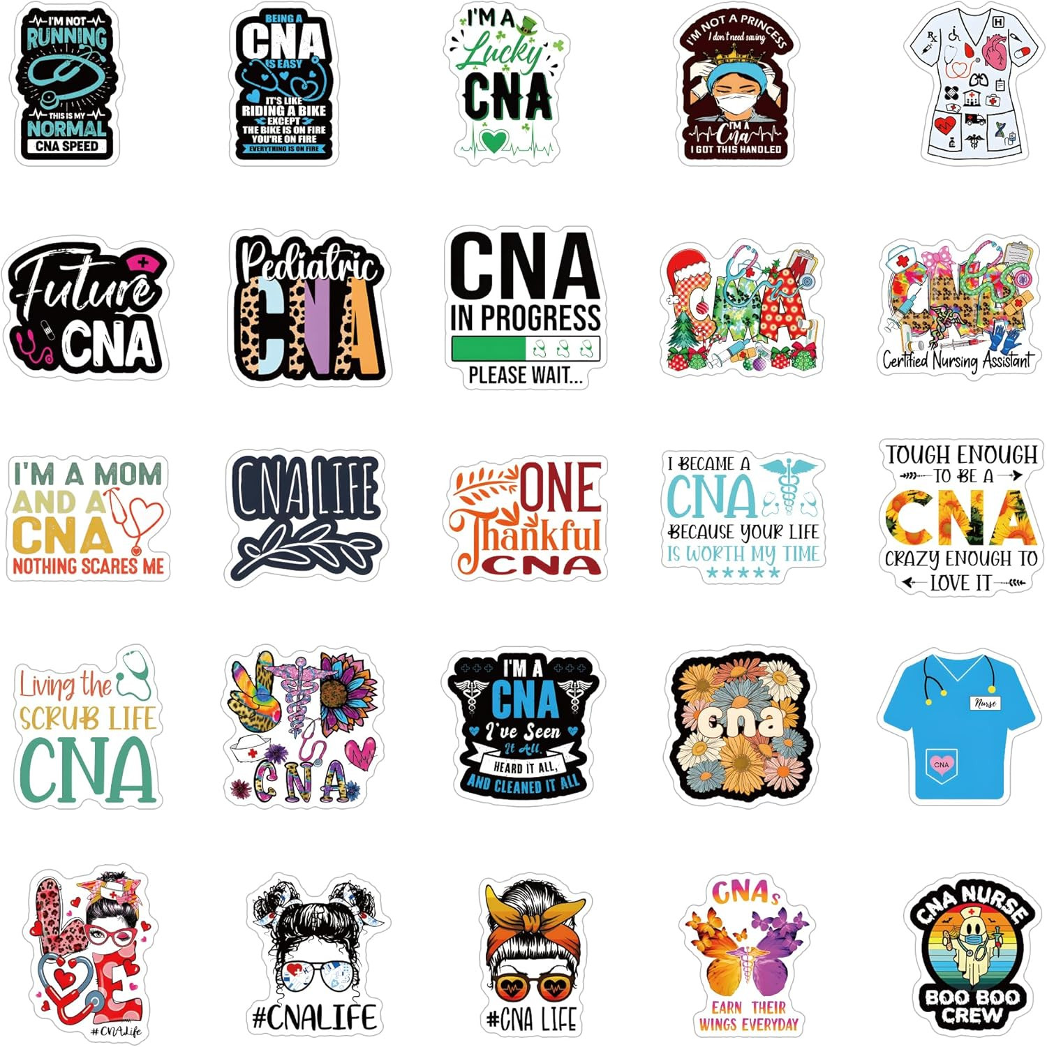 120Pcs CNA Stickers Pack Life Aesthetic Vinyl Waterproof Sticker Decals for Wat gallery