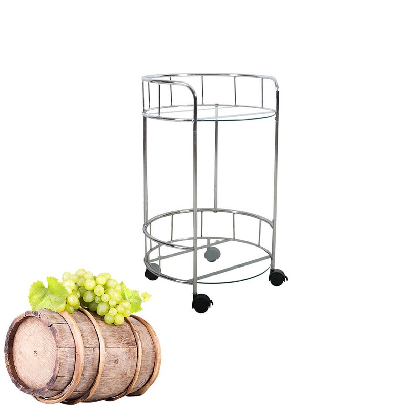 2-Tier Round Rolling Bar Cart Serving Cart Tempered Glass & 4 Wheels W/ Lock gallery