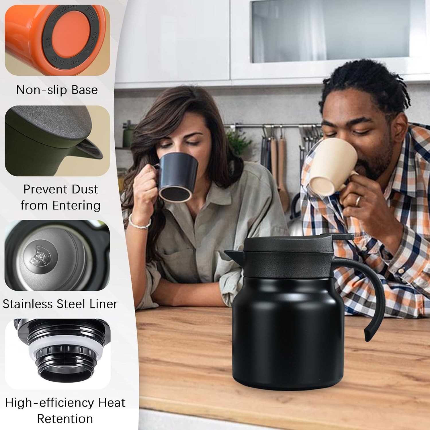 27 oz Single Stainless Steel Thermal Coffee Carafe, Double Wall Vacuum Insulated gallery