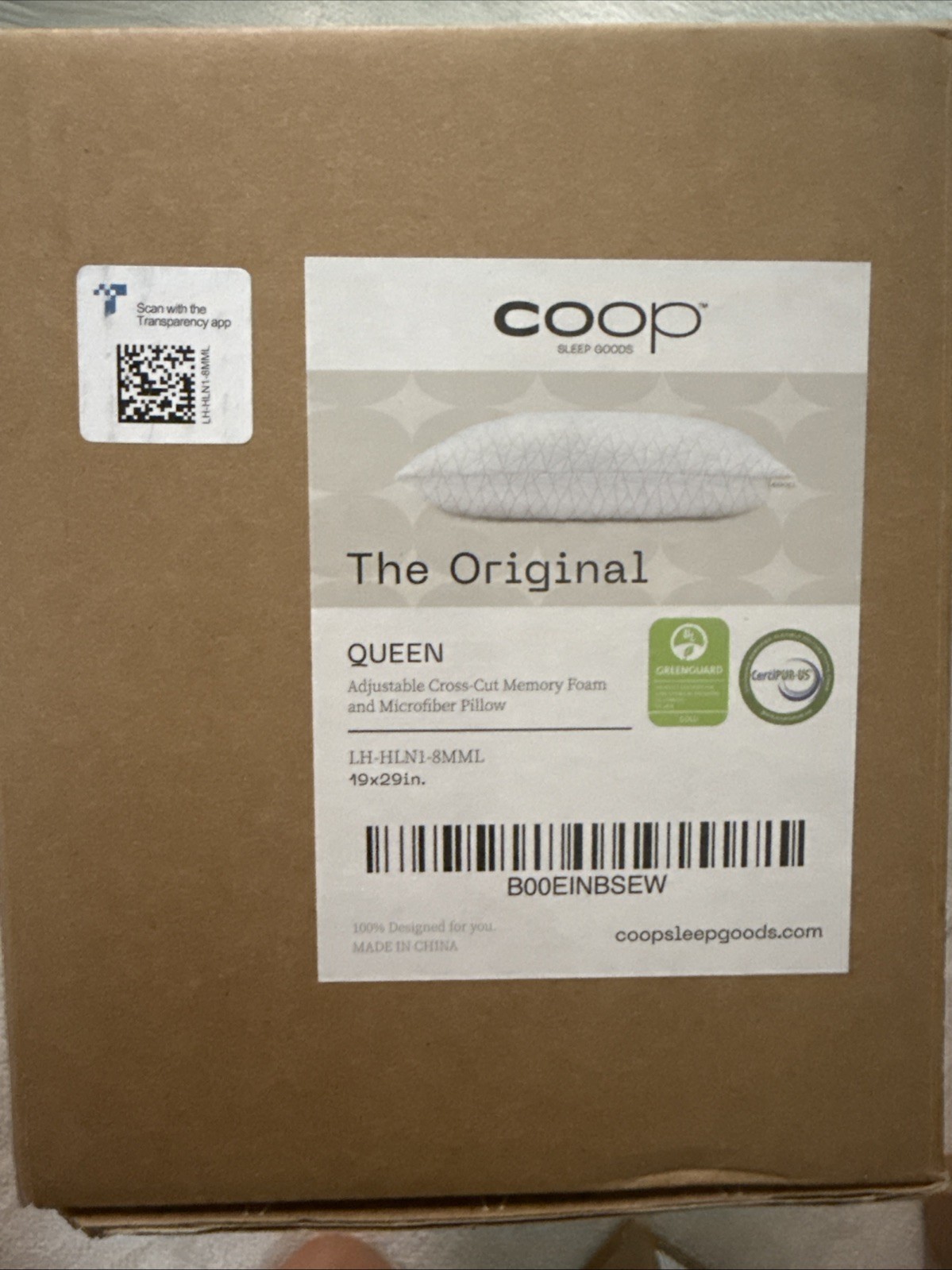 Coop Home Goods Adjustable Memory Foam Pillow Queen 19x29 GREENGUARD Bedroom gallery