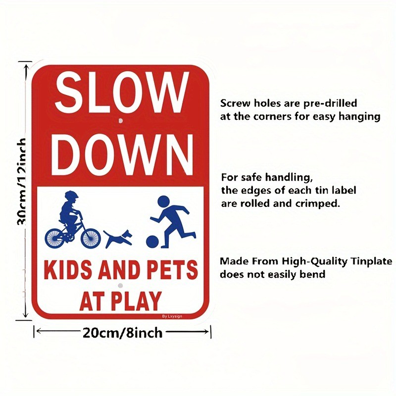 Safety Slow Down Sign Warning Street Signs Wall Decor Yard Driveway Metal Plaque gallery
