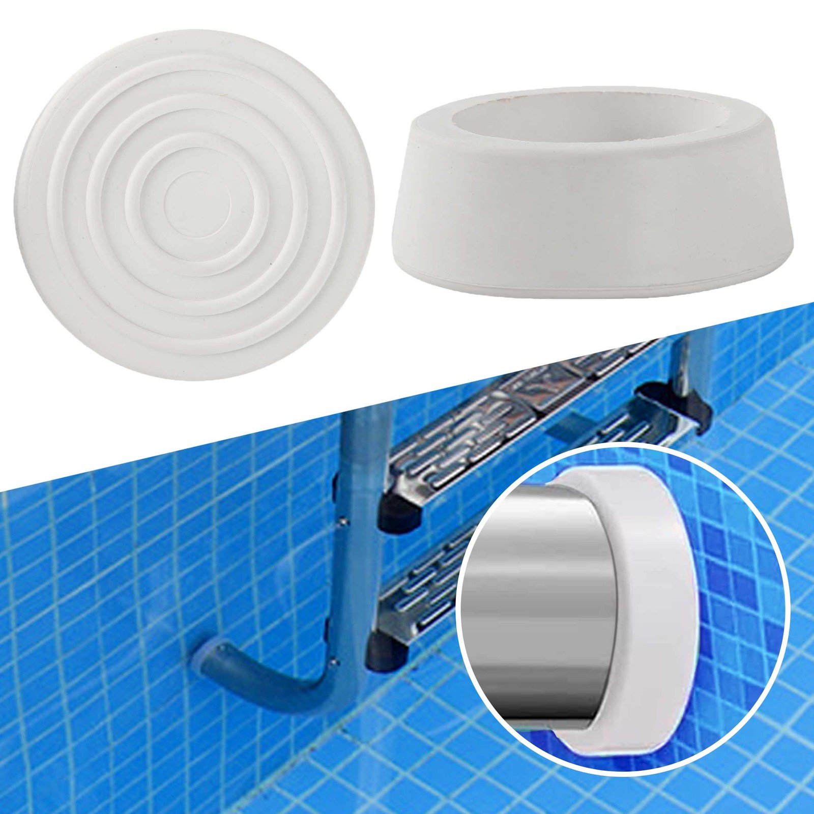 TonGass (2-Pack, White) Outside Pools Ladder Bumpers for Cap, White gallery