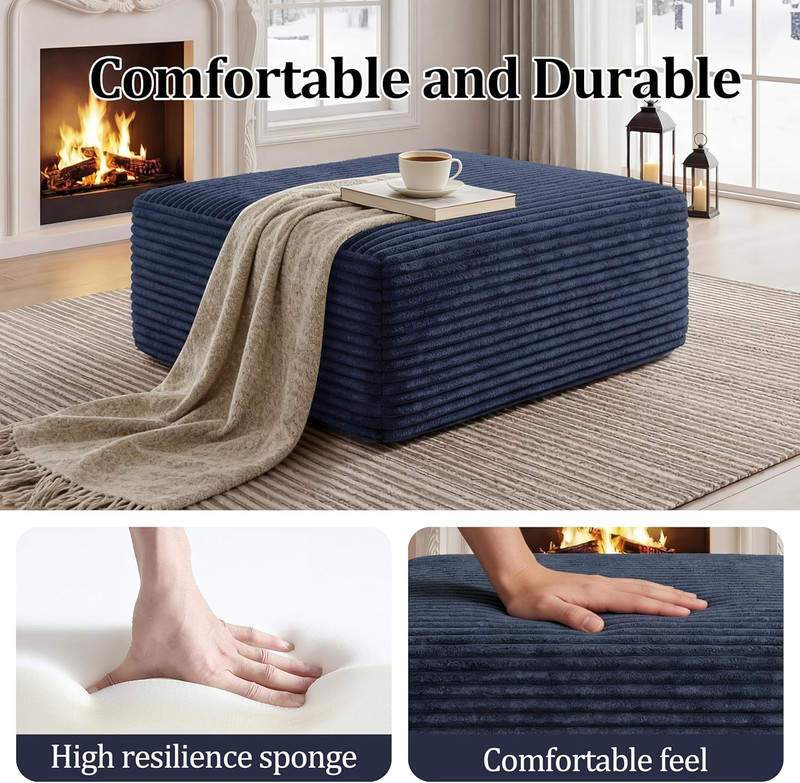 Corduroy Ottoman, Modern Boneless Cloud Foot Rest Foam Support, Oversized Modula gallery