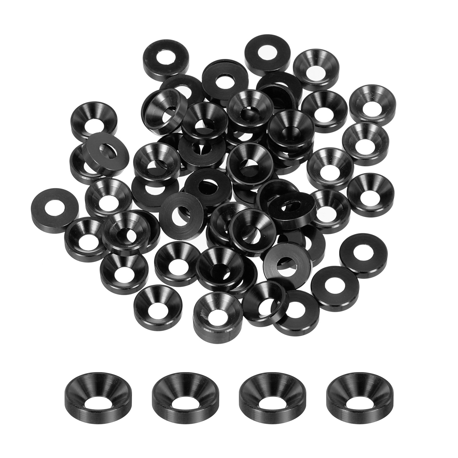 50pcs M4 Counterbore Washers, 10mm/0.39inch Aluminum Alloy for RC, Black gallery