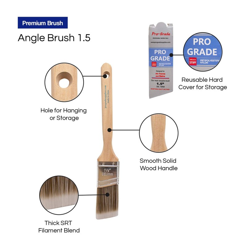 Pro Grade - Paint Brushes - 6 Pack Variety Angle 6Pk Angle, Multicolor gallery