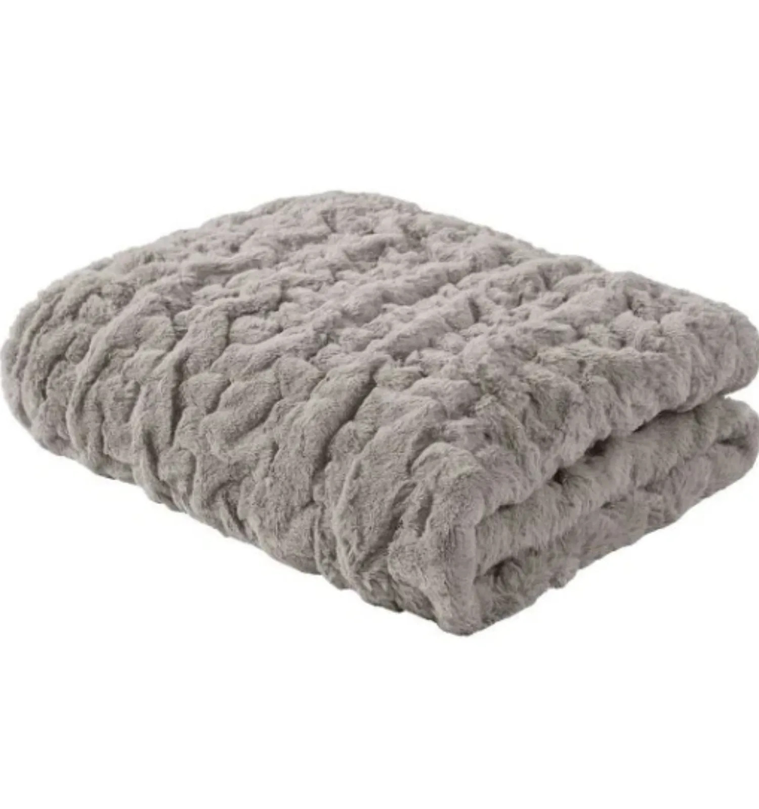 Ruched Faux Fur Throw Blanket Gray gallery