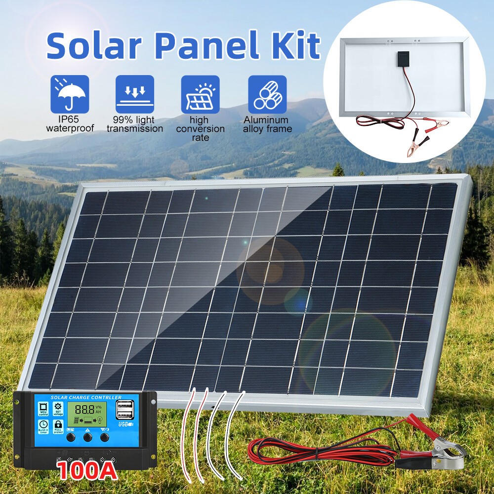 30W Trickle Solar Panel 12V Charger Battery Charger Kit Maintainer RV Boat Car gallery