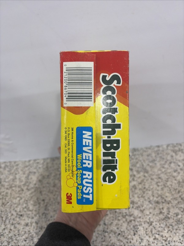 Vintage 3M Scotch-Brite Never Rust Wool Soap Pads 1993 Box of 14 soap pads gallery