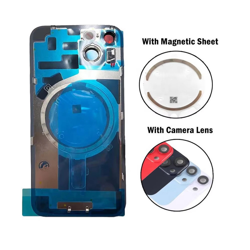 For iPhone14 15 16 17 Back Glass Replacement Big Hole Rear Cover Metal logo Lot gallery