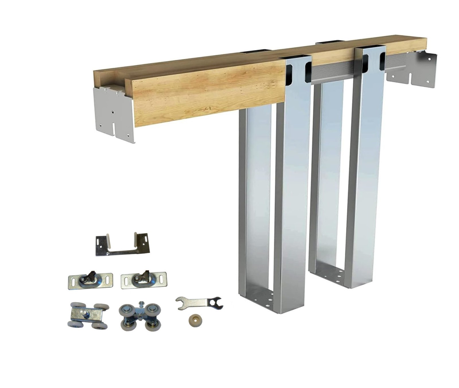 Single Pocket Door Frame Kits w/ 4-Wheel Ball Bearing Hangers- 2 x 4 gallery
