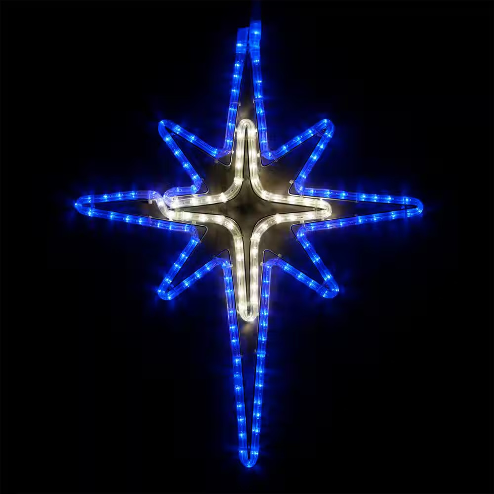 28 In. 149-Light LED Blue and Cool White Bethlehem Star with Cross Center gallery