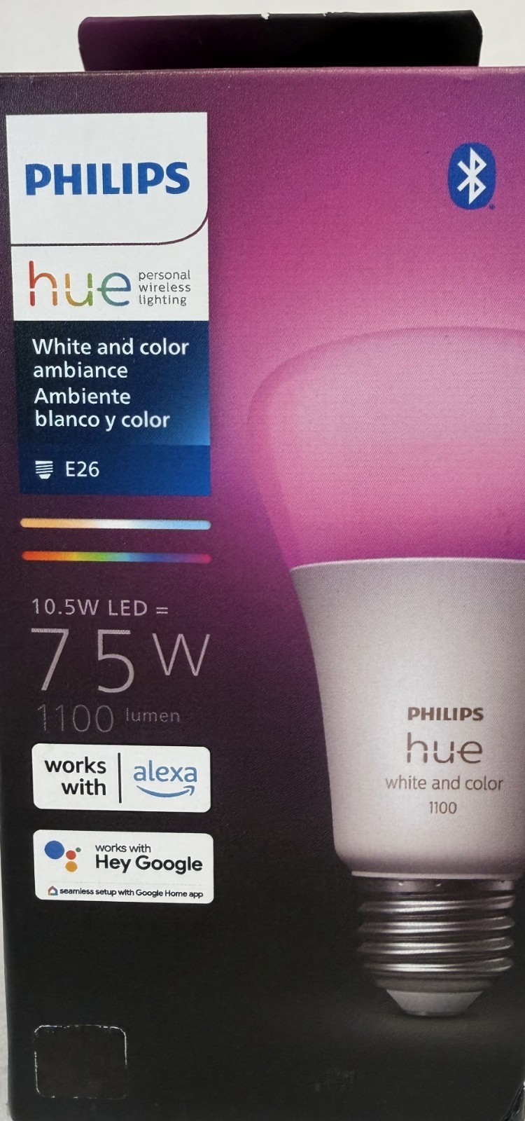 Philips Hue 75W Smart Lightbulb Color White 1100 Lumens A19 -FREE S/H gallery