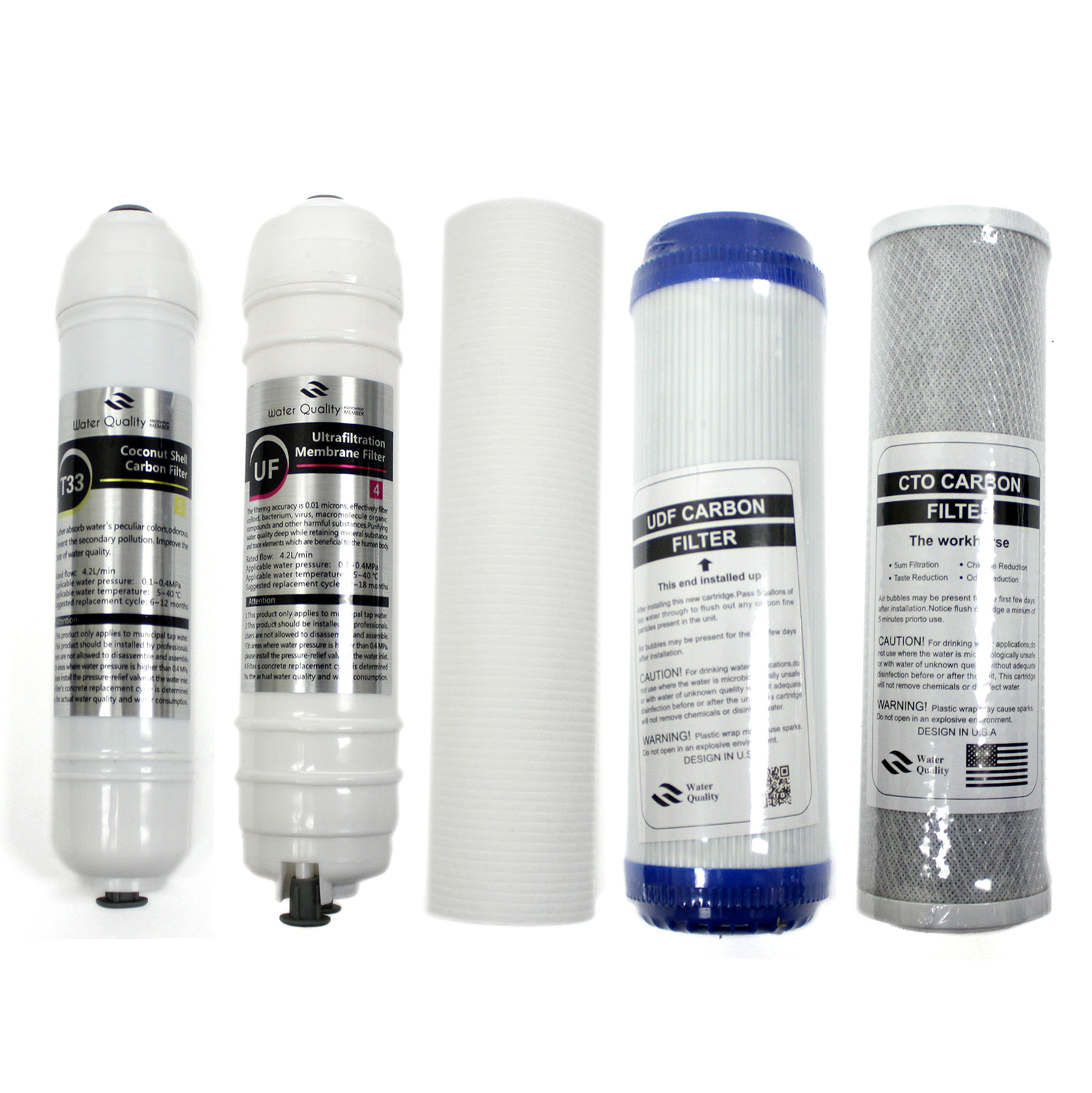 5 Stages Reverse Osmosis Filters Replacement PP UDF CTO UF T33 Carbon Membrane gallery