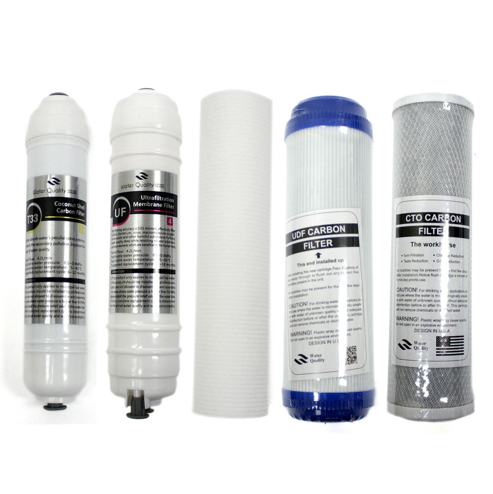 5 Stages Reverse Osmosis Filters Replacement PP UDF CTO UF T33 Carbon Membrane