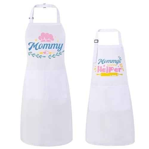 2 Pcs Adults Kids Matching Apron Set, Funny Mommy and Me Mommy-mommy‘s Helper gallery
